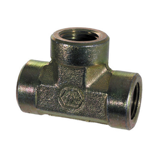 3/4 Inch 3000 Psi Zinc Plated Yellow Dichromate Carbon Steel Pipe Tee