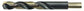 1/2 Inch x 5 Inch 135 Degree Split Point Gold 3/8 Inch Reduced Shank Mechanics Length Drill - Shop Pro