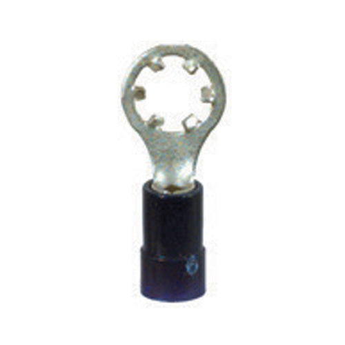 16-14 Gauge Internal Tooth Ring Connector #10 Stud PVC Insulated Blue