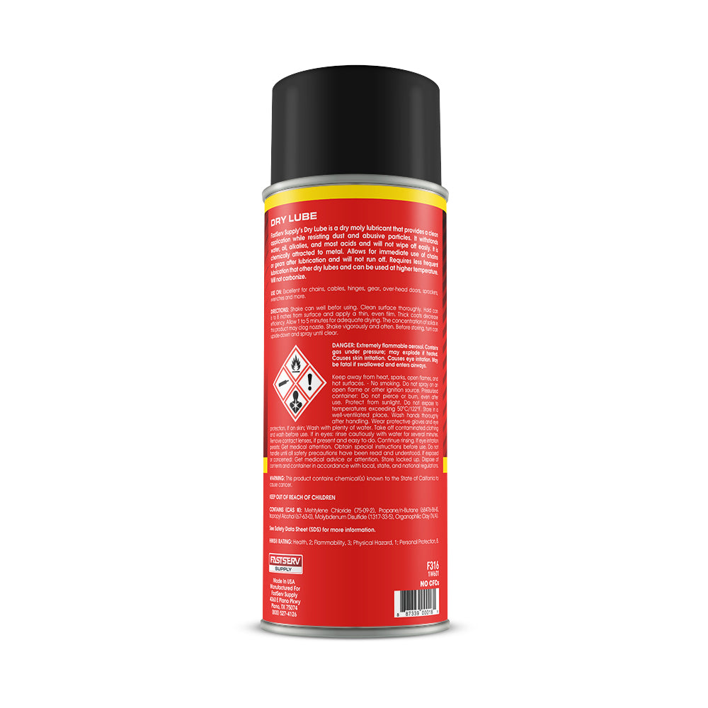 FastServ Dry Lube Dry Moly Spray - 16 Oz Net Wt.