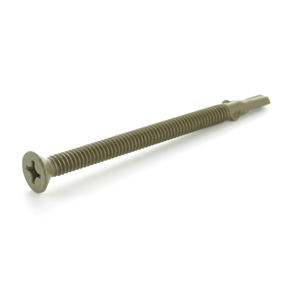 1/4-20 x 2-3/4 Inch W.A.R. Coated Steel #4 Point Flat - Countersunk Head Self-Drilling Tek Screw With Wings