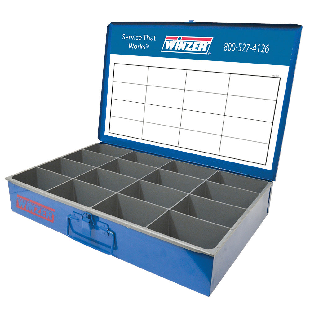 Winzer Blue Large Metal Box With Tray - 16 Compartment