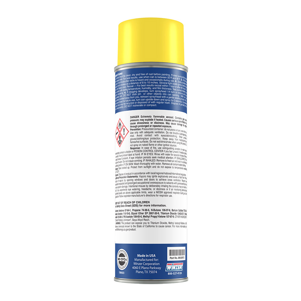Winzer High Solids Gloss Safety Yellow Spray Paint 16 Oz Net Wt - Aerosol