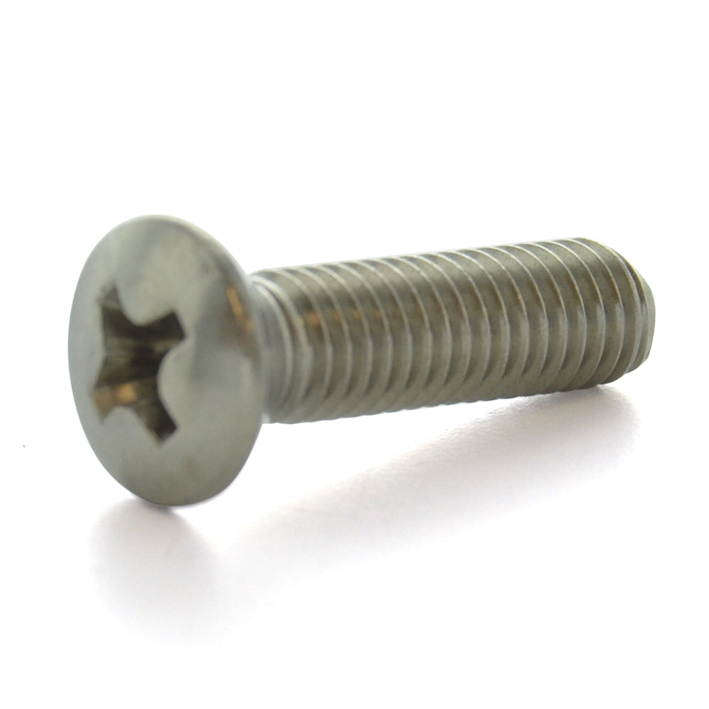 #8-32 x 5/8 Inch Coarse Plain 18-8 (A2) Stainless Steel #2 Phillips Drive Oval Countersunk Head Machine Screw