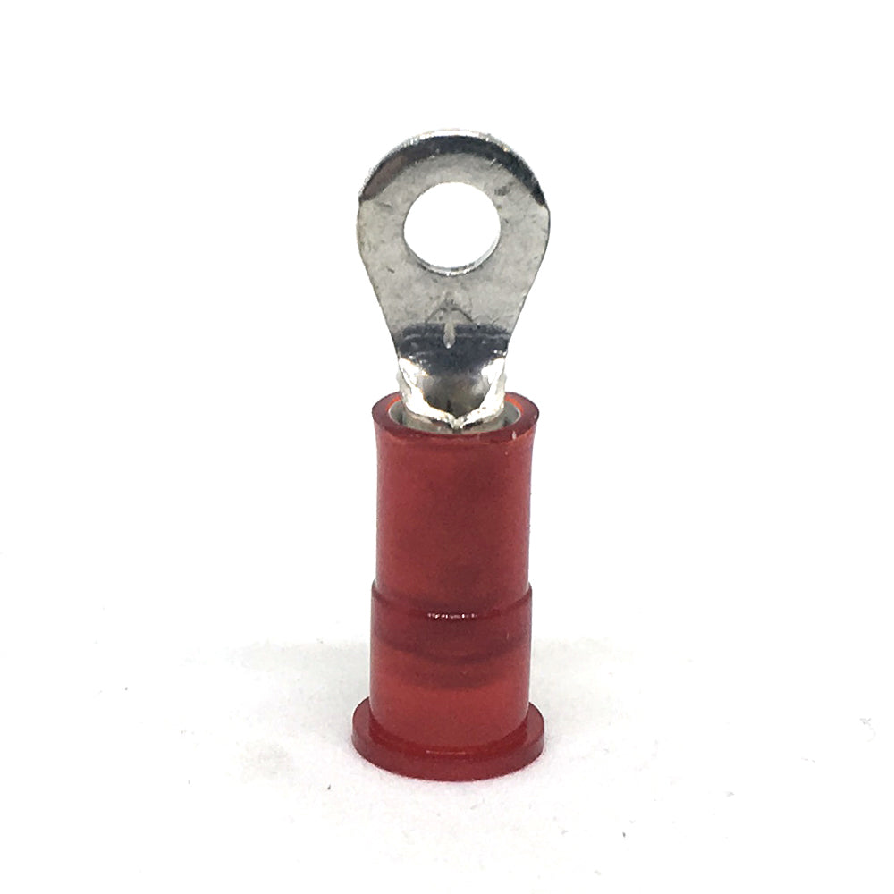 22-18 Gauge Nylon Insulated Ring Terminal Red #4 Stud