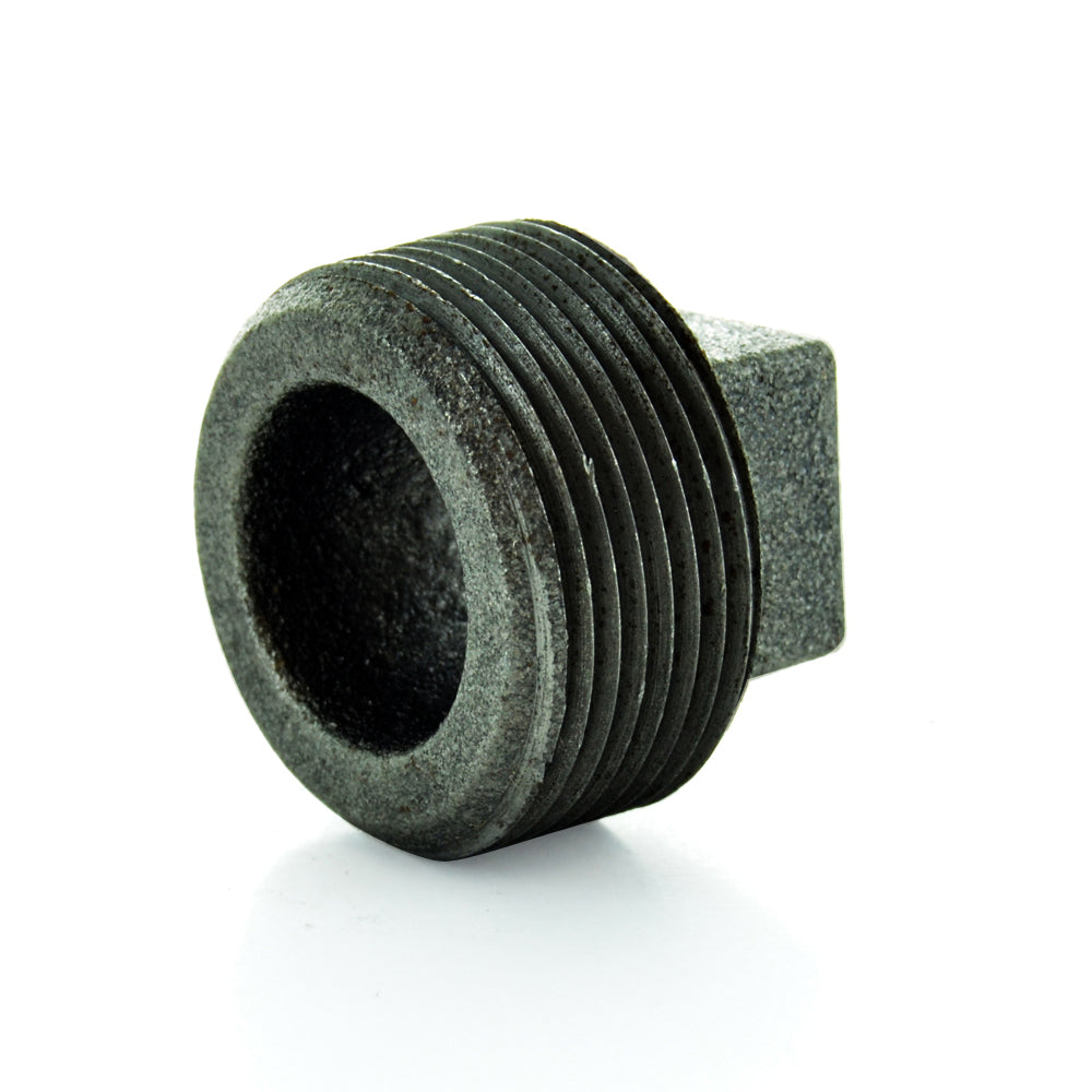 2" Schedule 40 Male NPT Black Welded Malleable Iron Square Head Pipe Plug USA