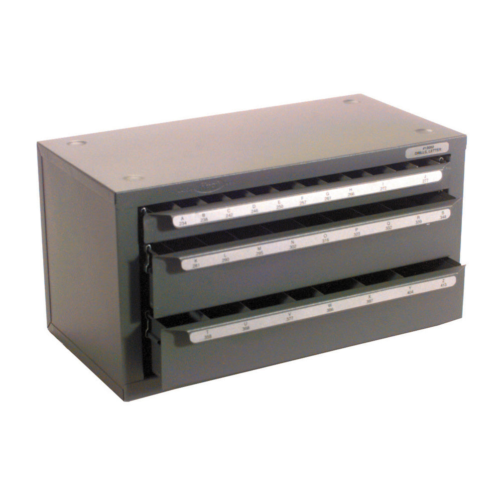 26 Slot Drill Dispenser For Letter Size Drills Gray Steel