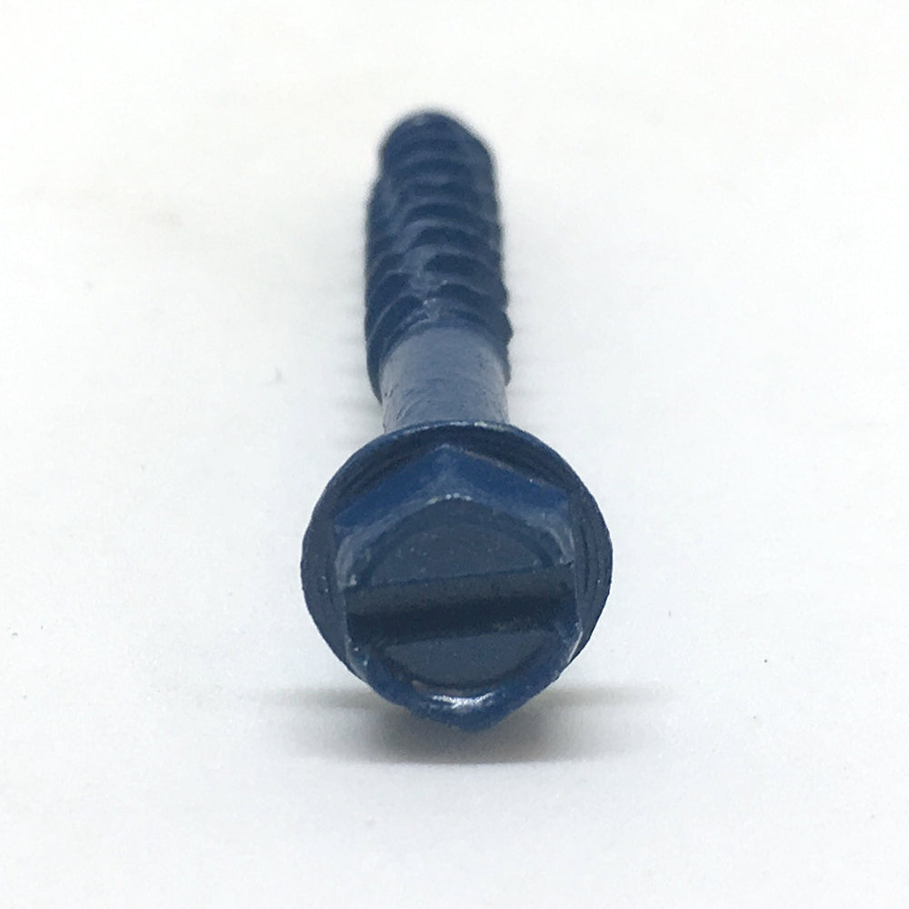 1/4 Inch x 2-1/4 Inch Slotted Hex Head Concrete Screw Anchor Blue Ceramic Coated Carbon Steel Box of 100