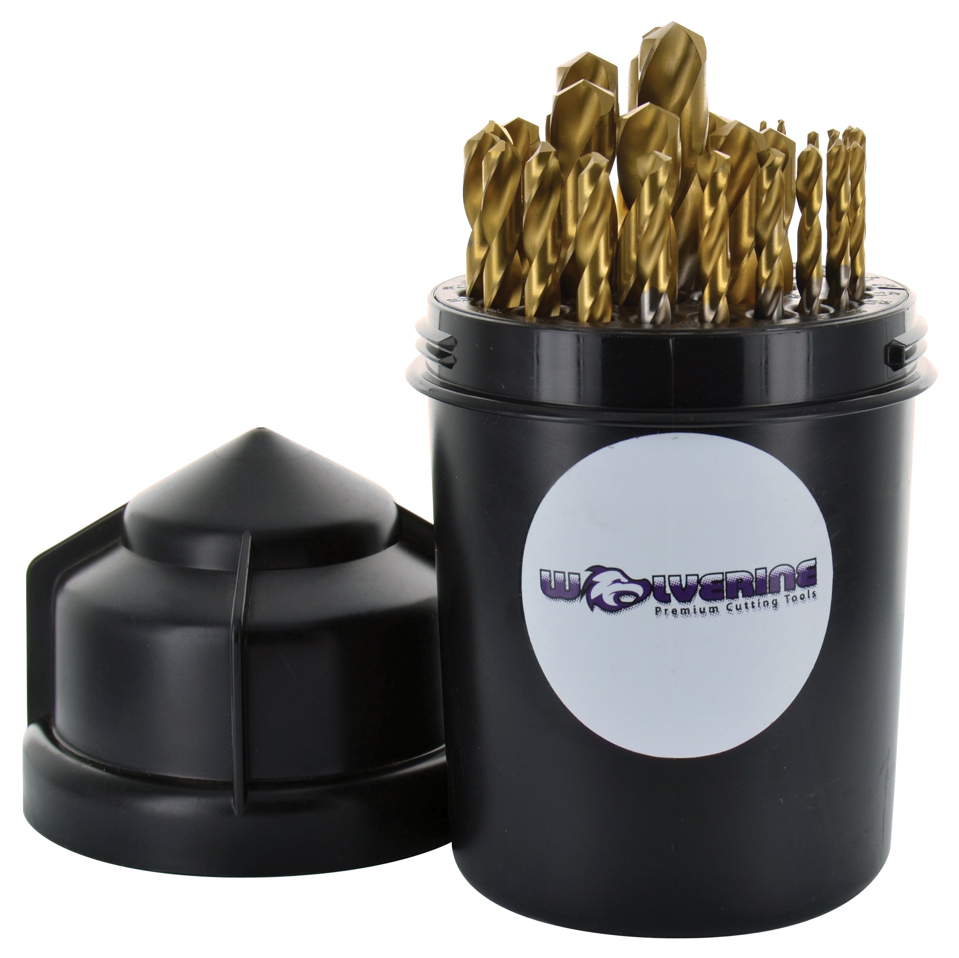 135-Degree Point Jobber Length Hss Drill Bit Tin Coated Tip - 29 Piece Set With Plastic Round Index