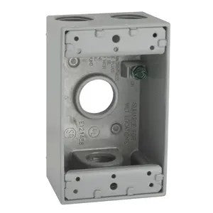 1-Gang Weatherproof Box, Four 3/4 In. Threaded Outlets, Gray