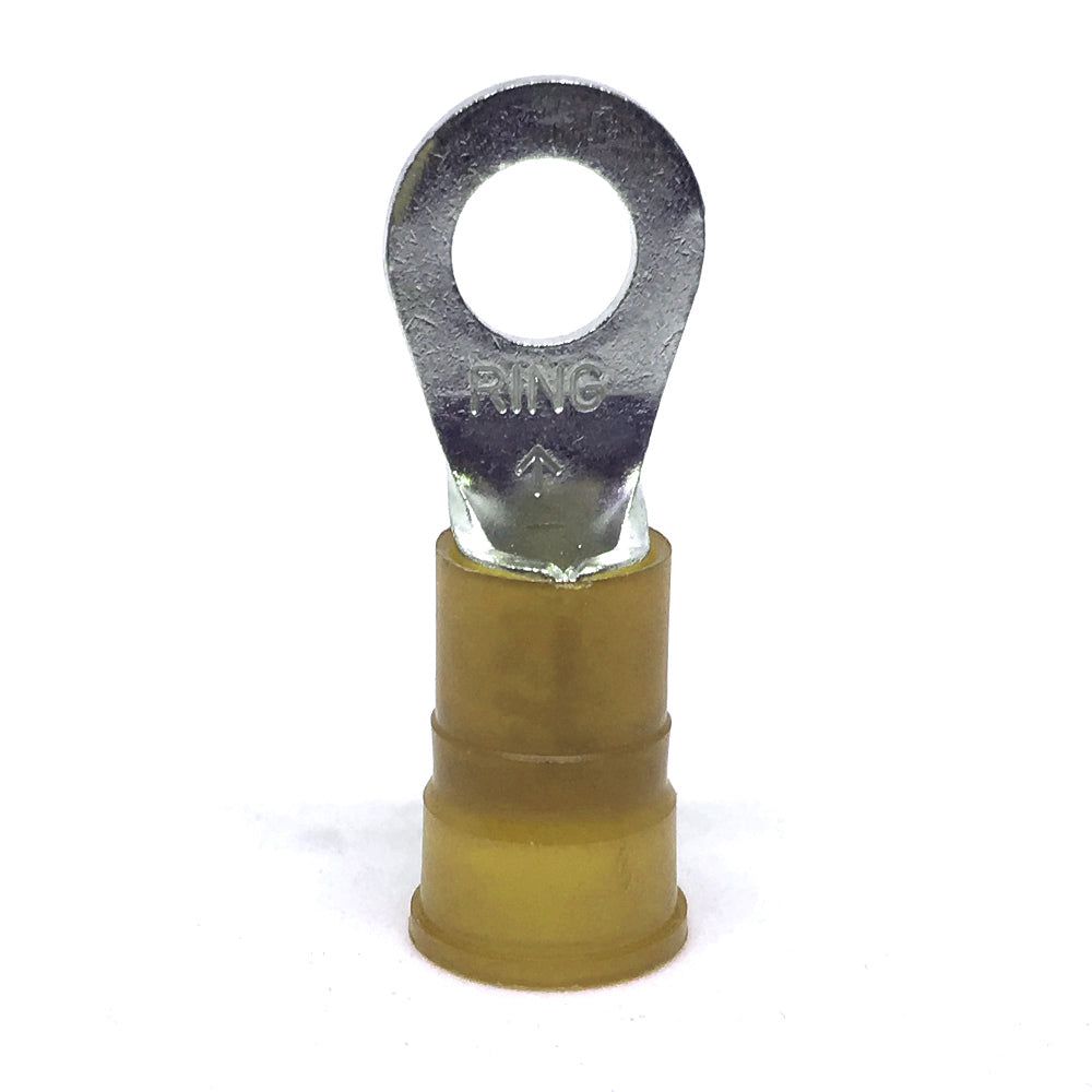 4 Gauge Nylon Insulated Ring Terminal Yellow 1/4 Inch Stud