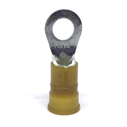 4 Gauge Nylon Insulated Ring Terminal Yellow 1/4 Inch Stud