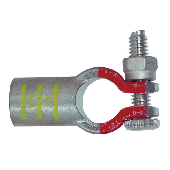 4/0 Awg Yellow A-A Electro-Tin Plated Solid Cast Copper Heavy Duty Positive Eco-Max� Straight Battery Terminal