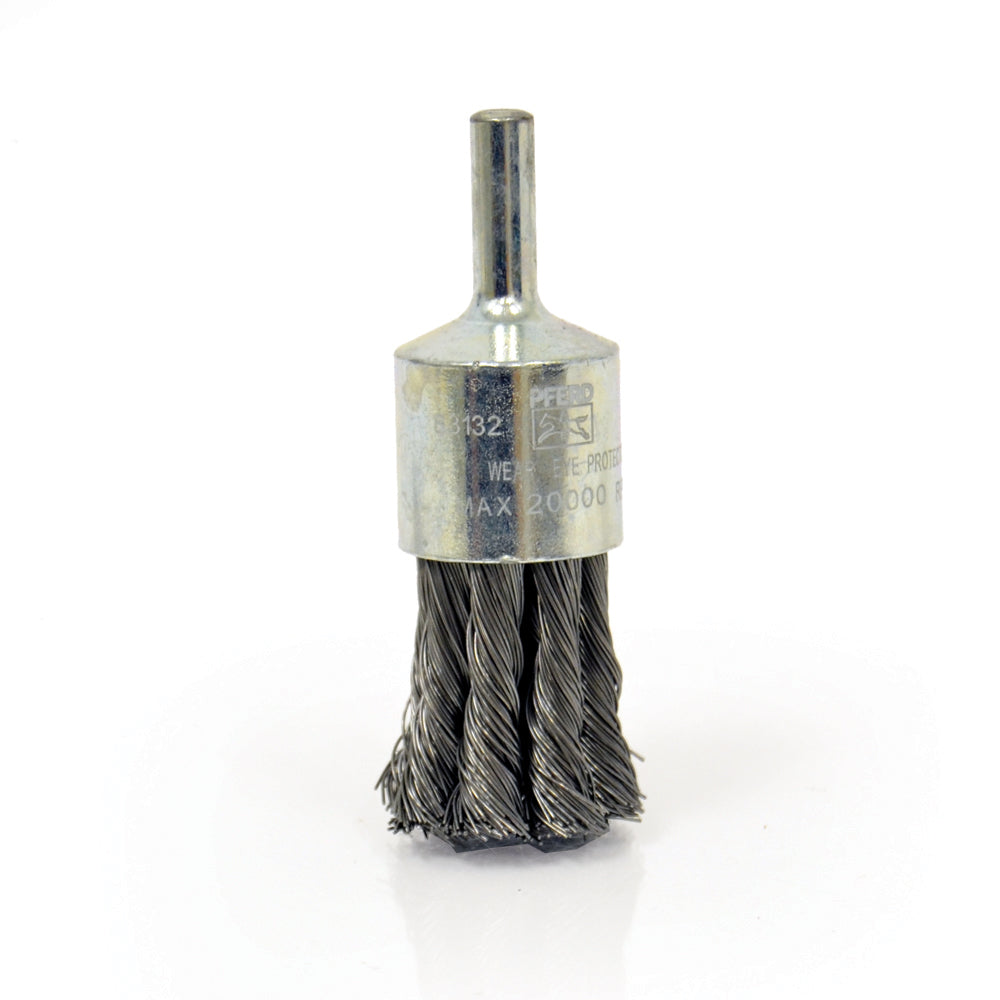 3/4 Inch x 0.014 Inch Carbon Steel Knot Straight Cup Stem Mounted End Brush