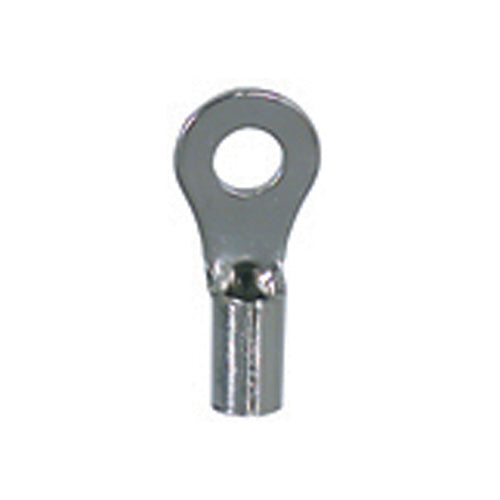16-14 Gauge Uninsulated High Temperature Ring Terminal #6 Stud Nickel Plated Steel