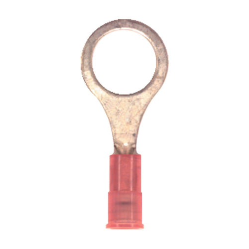 22-18 Gauge Ring Terminal 3/8" Stud Nylon Insulated Red
