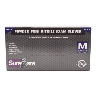 SURECARE 5 MIL NITRILE BLACK DISPOSABLE GLOVES (100 COUNT BULK DISCOUNT PRICE) - CLEARANCE