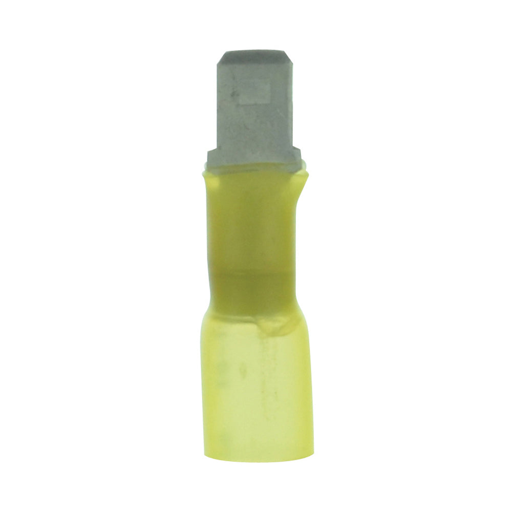 12-10 Gauge Lead Free Heat Shrink- Crimp & Solder Male Disconnect 1/4 Inch Tab Yellow