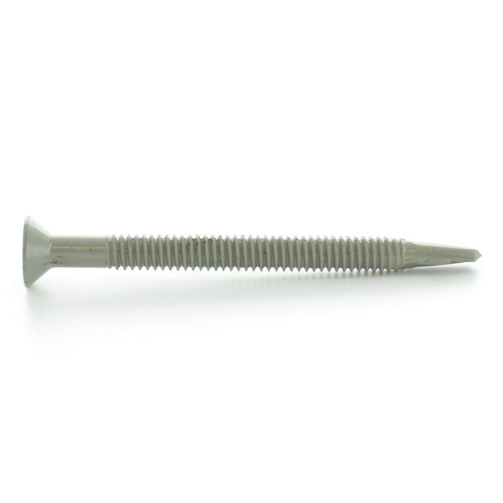 1/4-20 x 2-3/4 Inch Zinc Plated Steel #4 Point Flat - Countersunk Head Self-Drilling Tek Screw With Wings