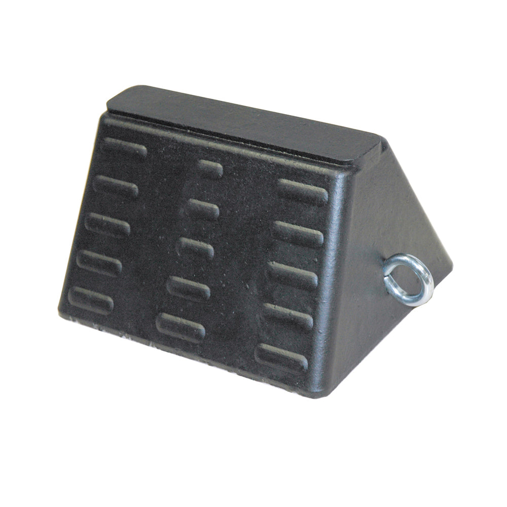 Black Fiber-Reinforced Rubber Pyramid Wheel Chock - 9-1/2 Inch x 7-3/4 Inch x 5-5/8 Inch