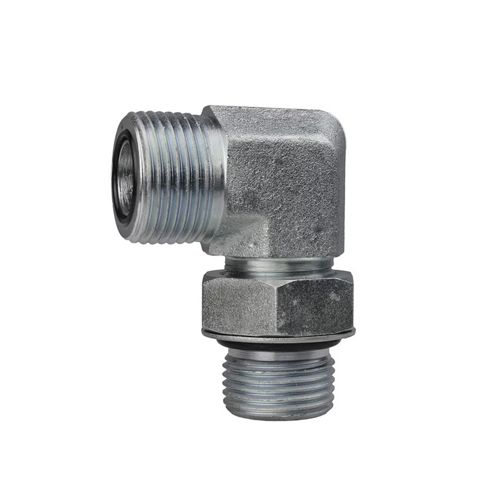 1/2" 9200 Psi Zinc Plated W Clr Trivalent Chrom Crbn Steel Male Boss O-Ring 90° Elbow To Flat Face O-Ring Male Boss O-Ring Adapt