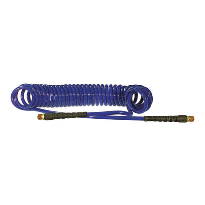 1/4" Id x 3/8" Od x 20" 1/4" Swivel Mnpt  Blue Polyurethane Flexcoil Air Hose - Reusable Strain Relief Fitting