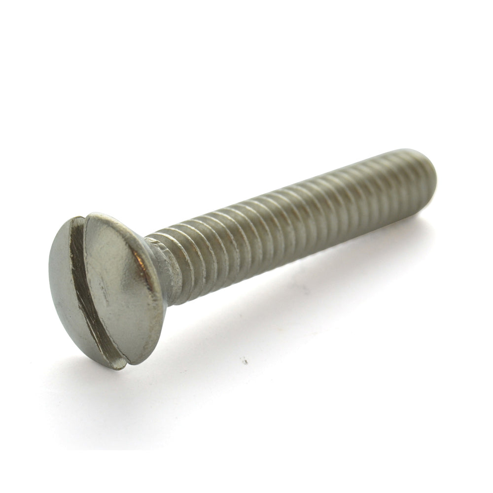 #6-32 x 1-1/2 Inch Coarse Plain 18-8 (A2) Stainless Steel Slotted Drive Oval Countersunk Head Machine Screw