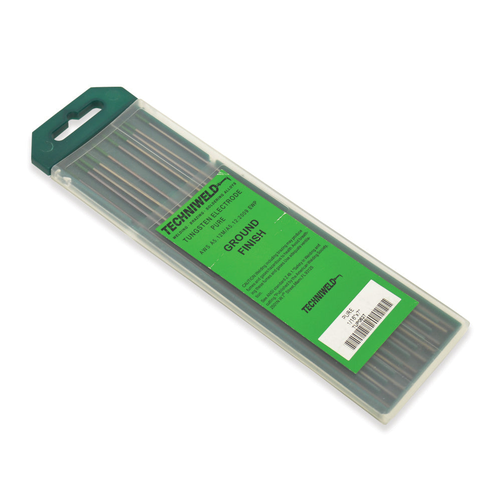 1/16 Inch Pure Tungsten Electrode Green - 10 Per Pack