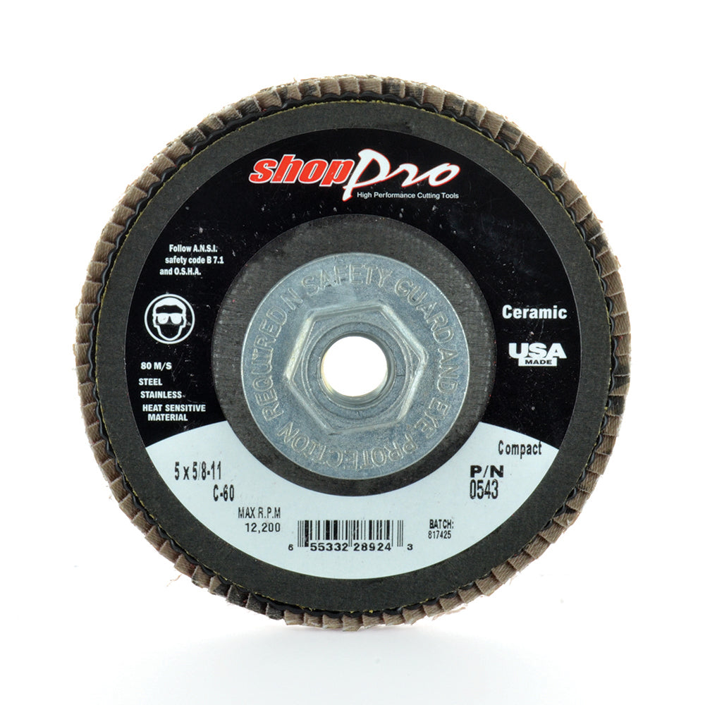 5 Inch X 5/8-11 Premium Ceramic Abrasive Flap Disc - 60 Grit