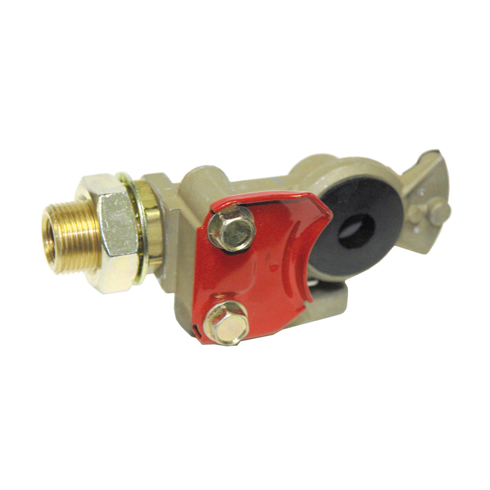3/8-18 NPTF (National Pipe Taper Fuel) Red Impregnated Aluminum Shutoff Emergency Gladhand