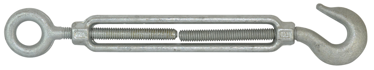 1/4 Inch X 4 Inch Hot Galvanized 1030 Carbon Steel Hook And Eye Turnbuckle