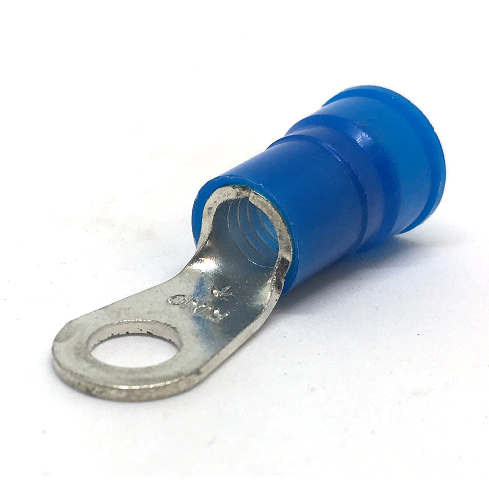 6 Gauge Nylon Insulated Ring Terminal Blue 1/4 Inch Stud