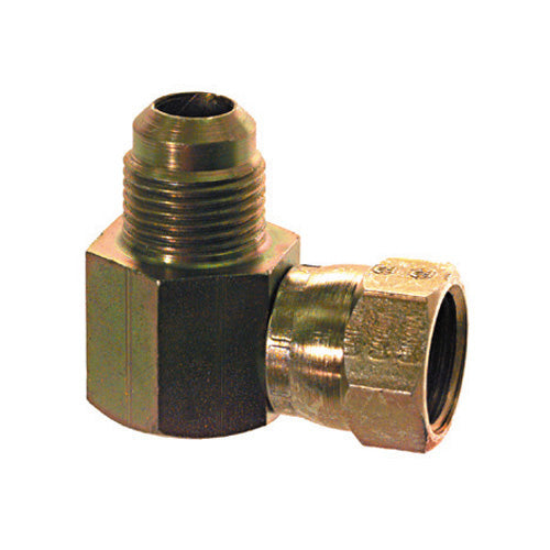 3/8" 10000 Psi Trivalent Zinc Plated Crbn Steel 90° Elbow 45° Female Swivel To SAE 45° Swivel Adapter