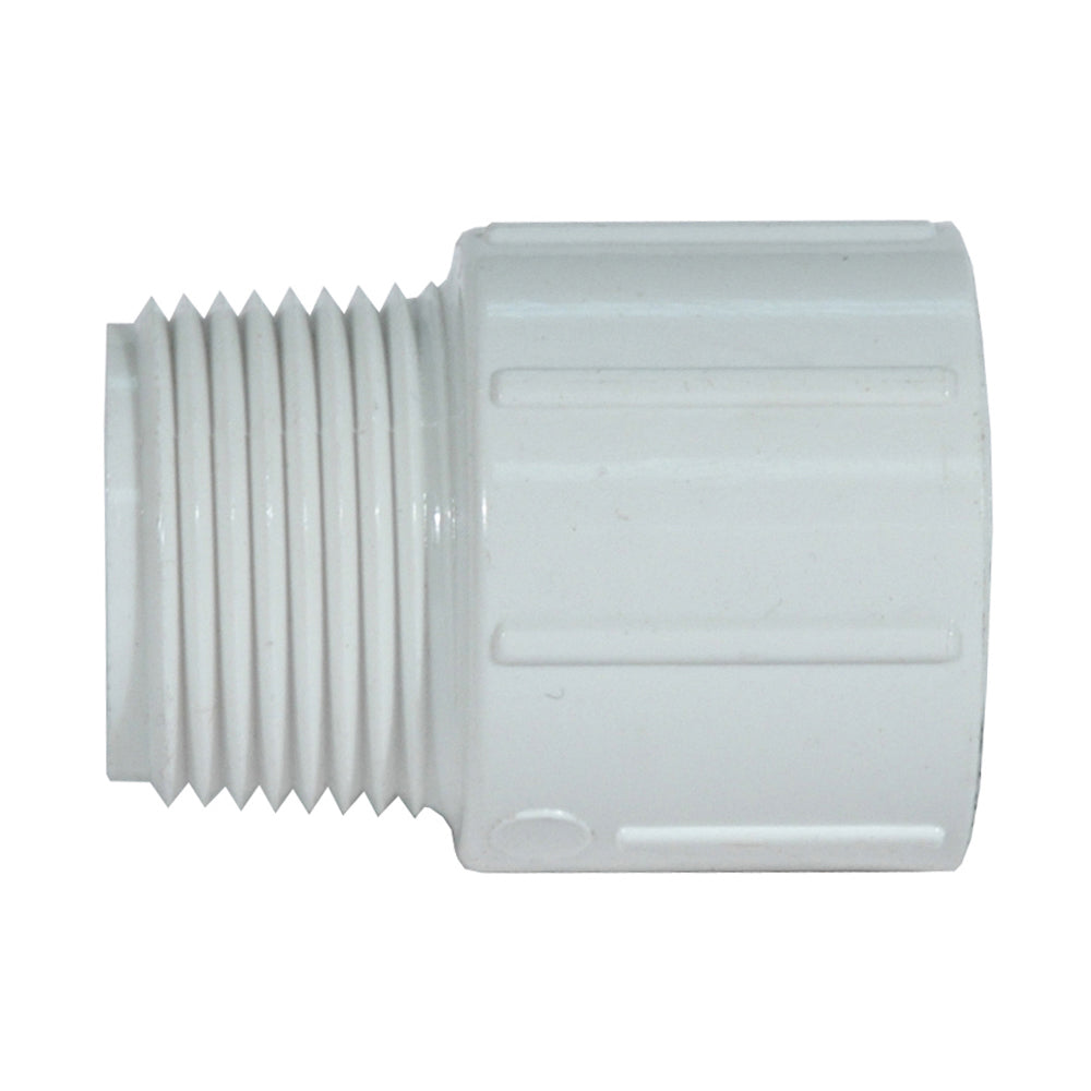 1 Inch Mipt x Socket Sch 40 White Pvc Male Adapter