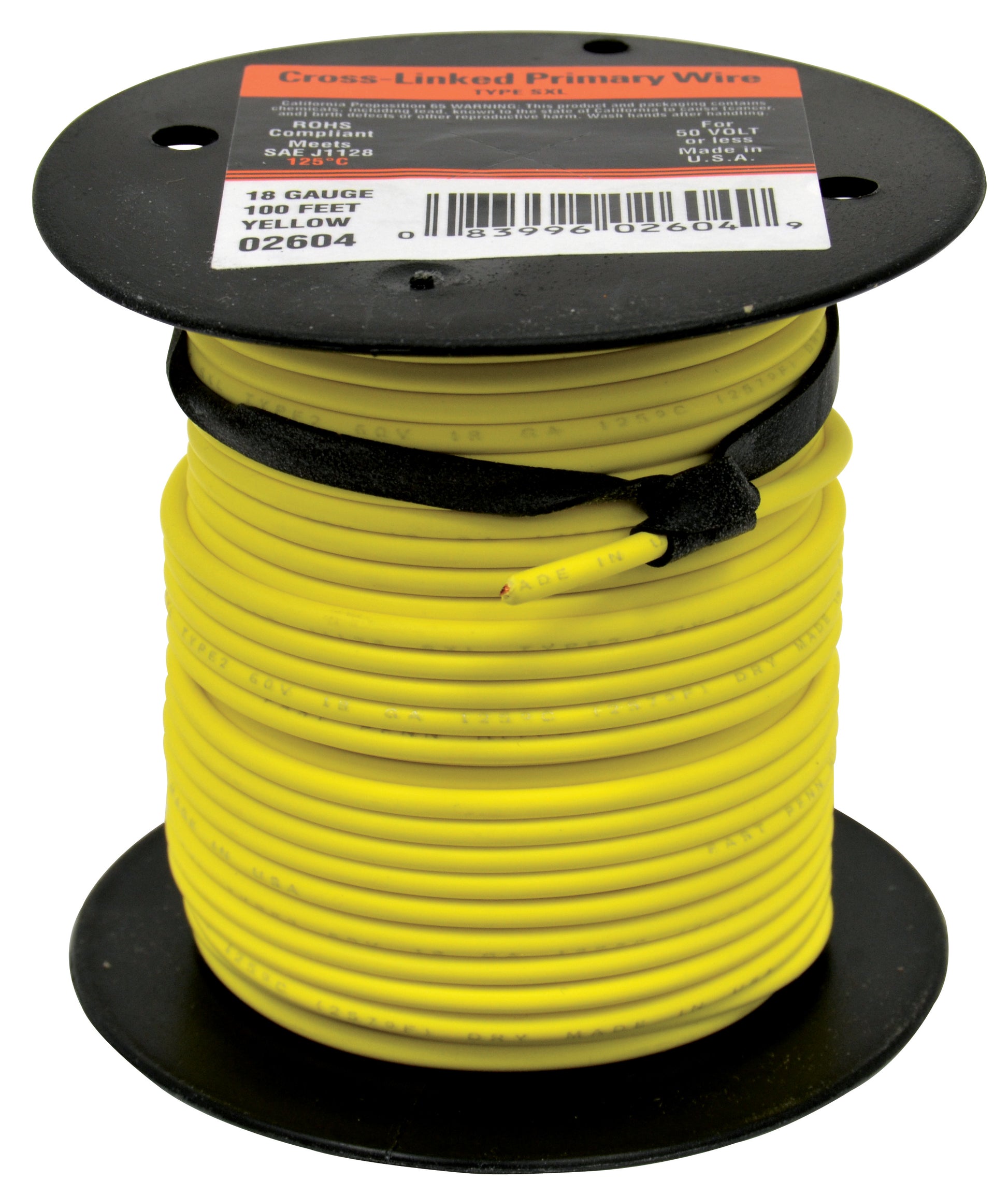 Cross Link Primary Wire Yel 18G 100'