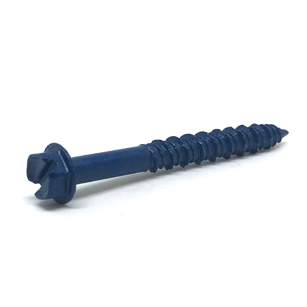 3/16 Inch X3-1/4 Inch Slotted Hex Head Concrete Screw Anchor Blue Ceramic Coated Carbon Steel