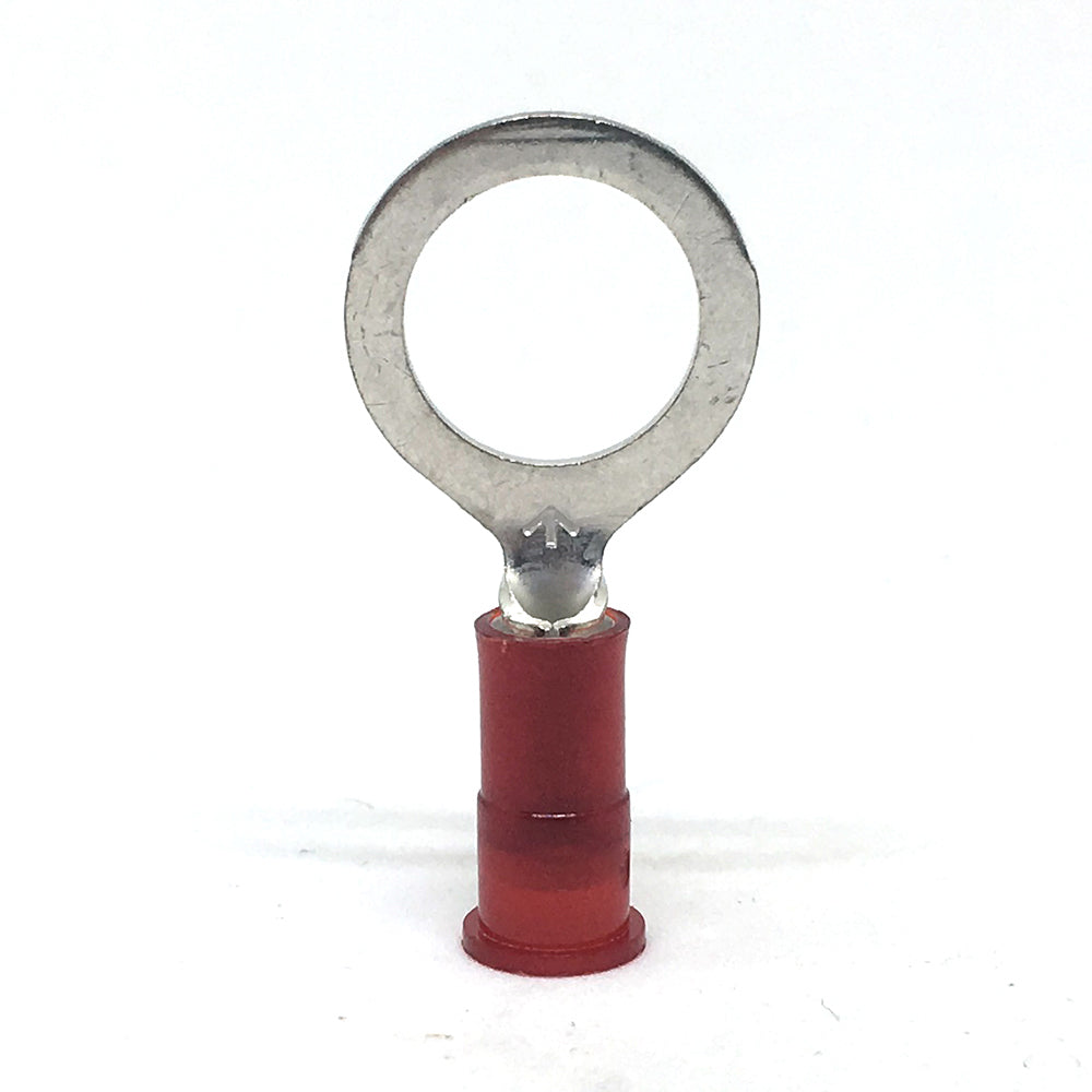 22-18 Gauge Nylon Insulated Ring Terminal Red 3/8 Inch Stud
