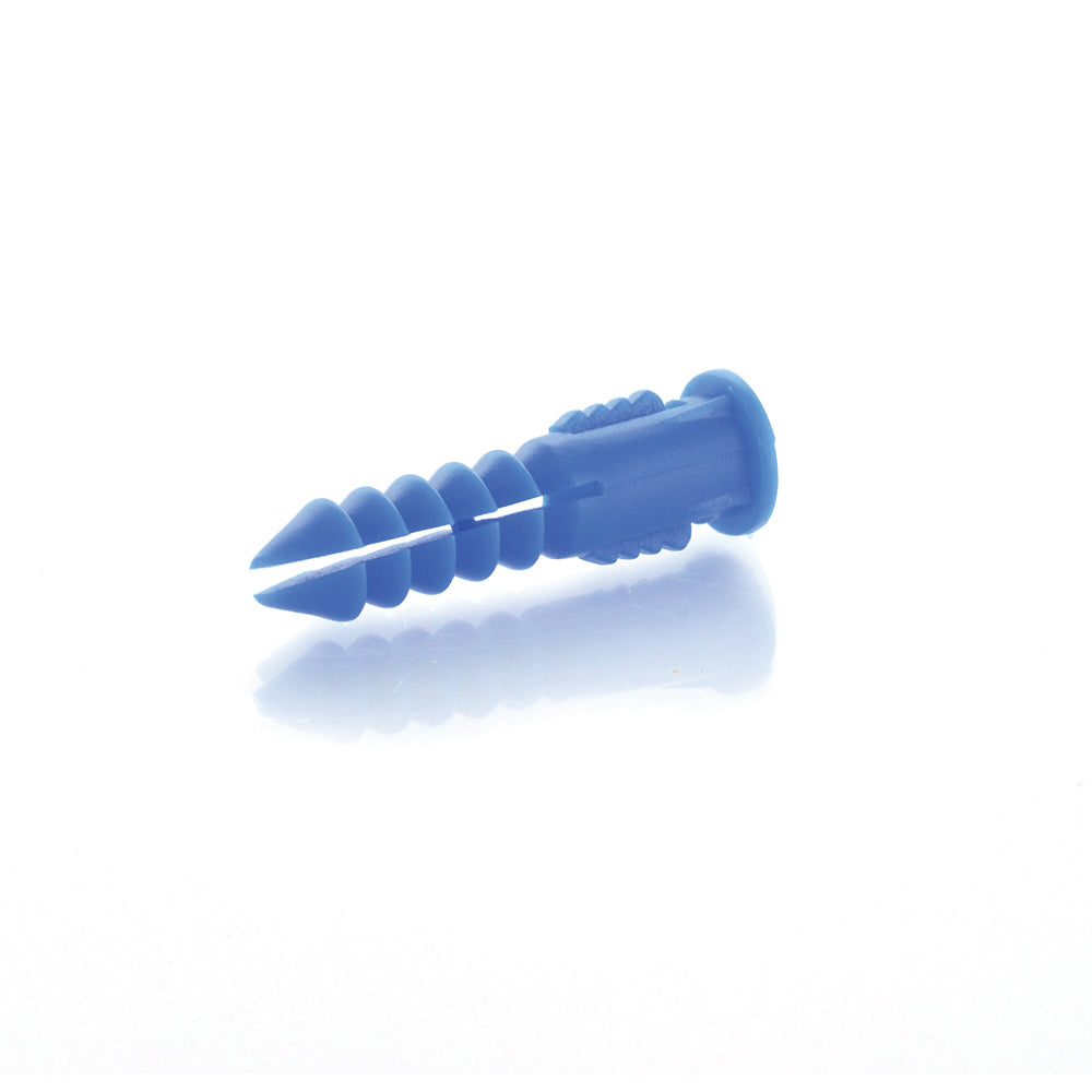 8-10-12 Blue Polyethylene Plastic Conical Ribbed Plug Anchor