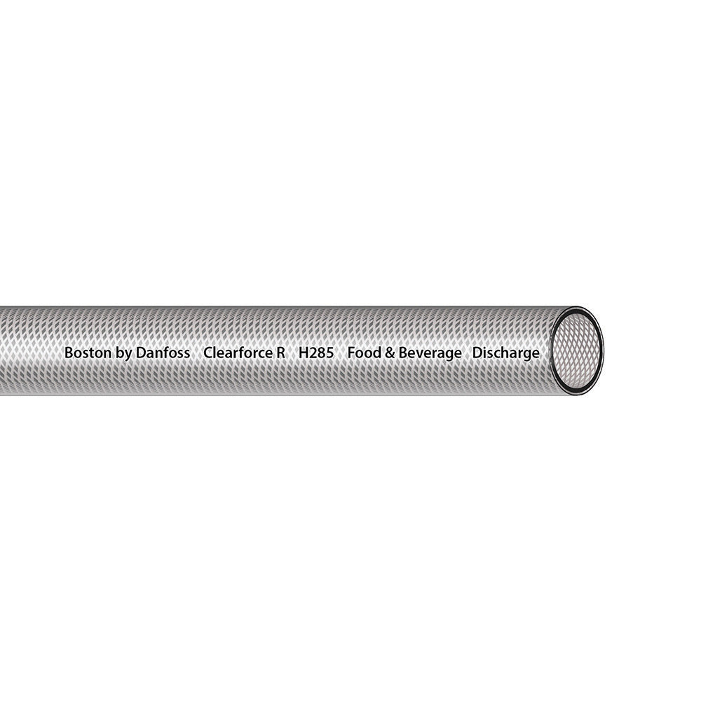 0.38 Inch X 0.59 Inch X 50 Ft Clear Fiber Reinforced PVC Beverage H285 Clearforce-R Industrial Hose