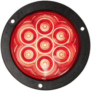 LED Stop/Turn/Tail, Round, Amp, Flange-Mount 4″- Red