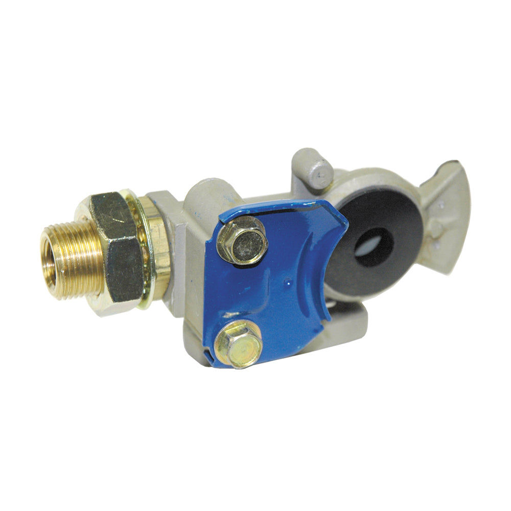 3/8-18 NPTF (National Pipe Taper Fuel) Blue Nitrile Seal Impregnated Aluminum Shutoff Service Gladhand