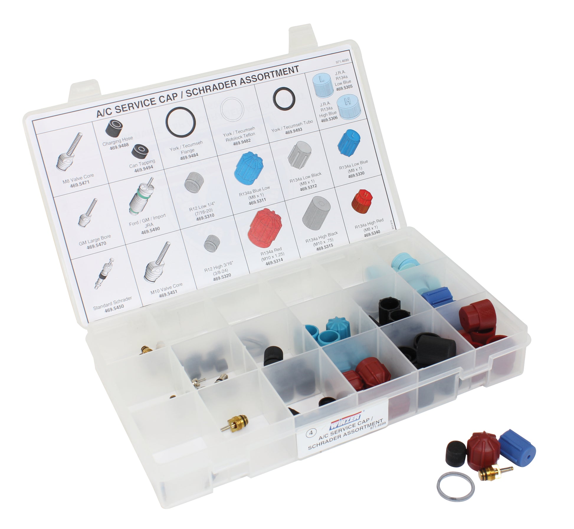Winzer 88 Piece A/C Serv Cap/Shrader Assortment Drawer - Supplier Pre-Built Kit