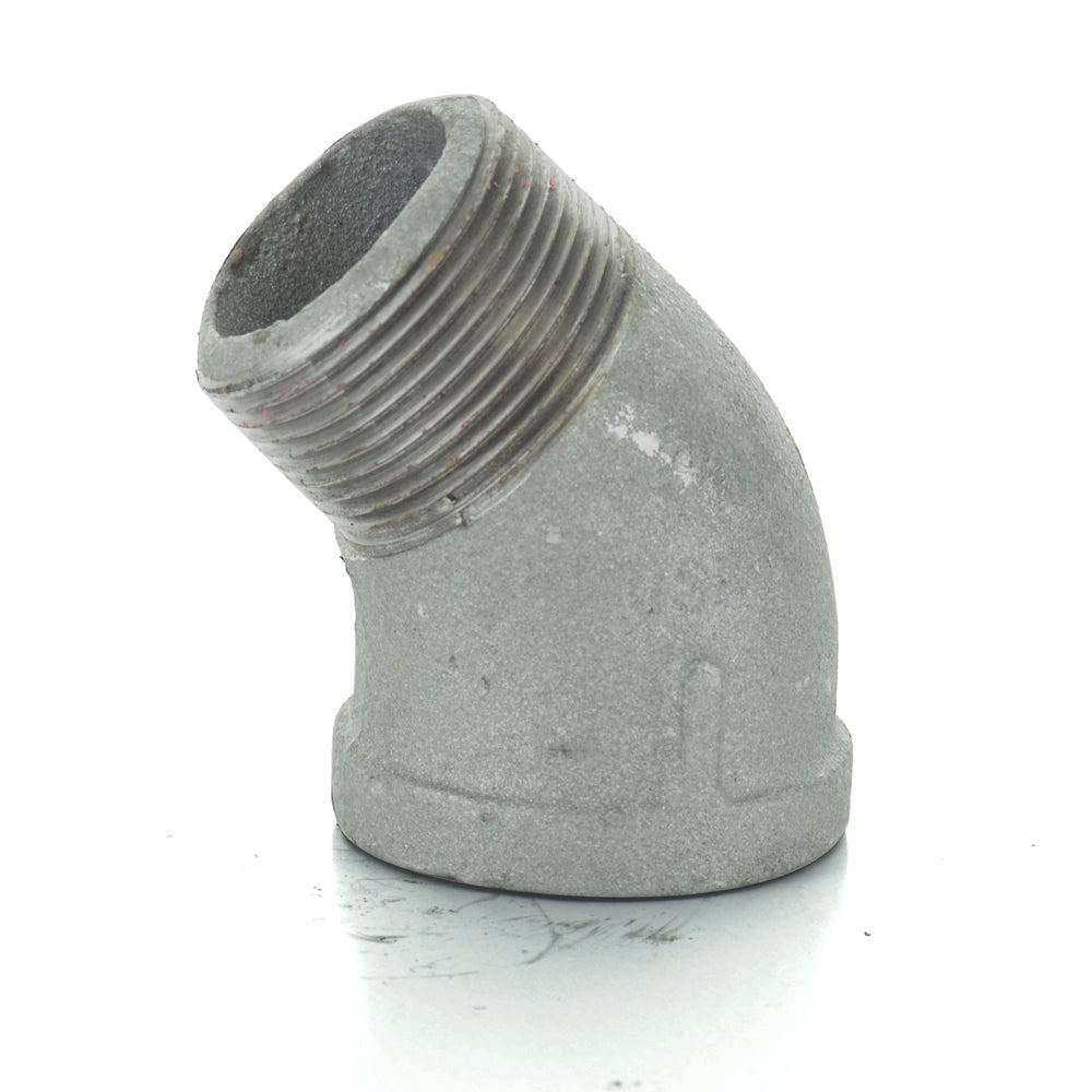 2" Schedule 40  Female NPT Galvanized Welded Malleable Iron 45 Degree Street Elbow USA