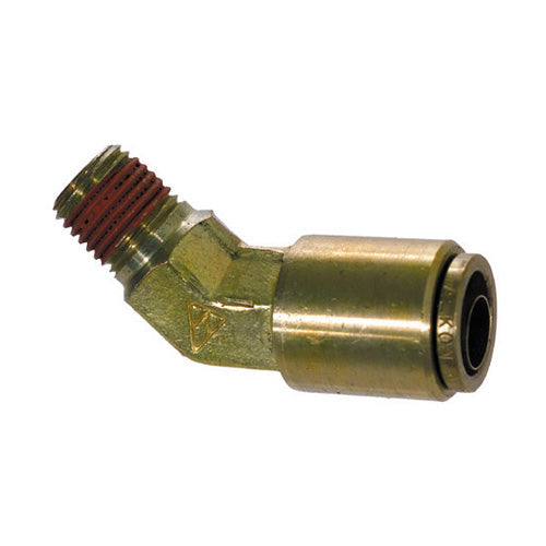 3/8 Tube X 1/2 Inch Brass 45 Degree Male Elbow Push On D.O.T. Air Brake Connector