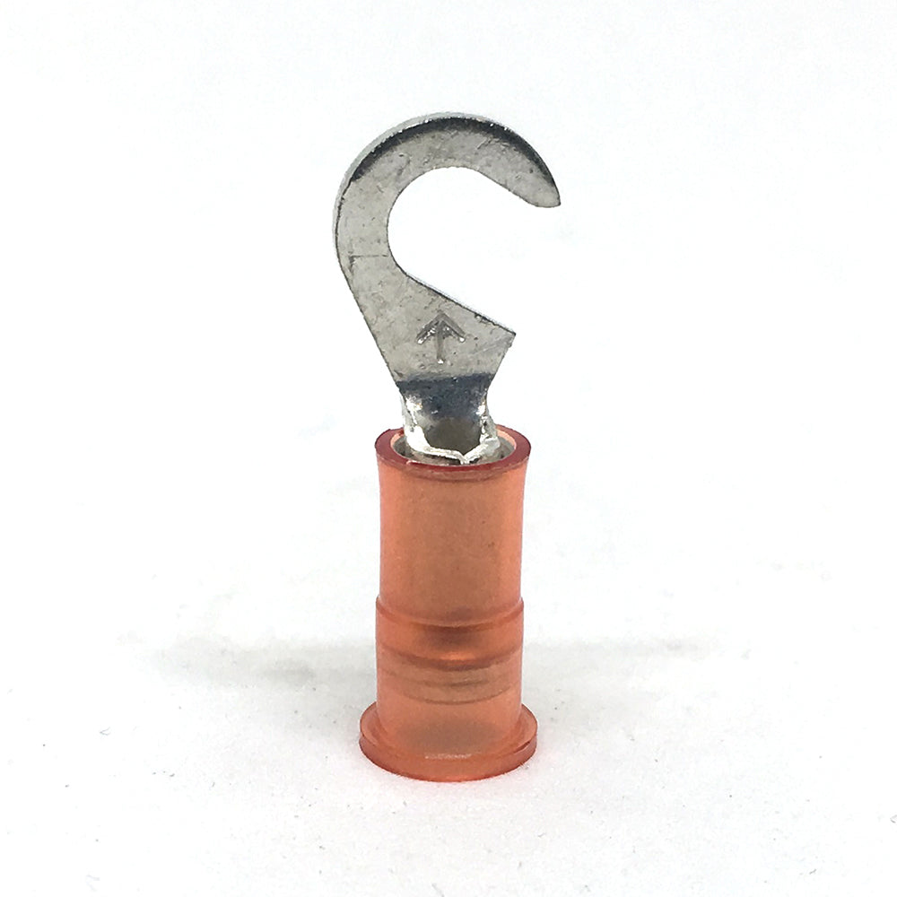 22-18 Gauge Nylon Insulated Hook Terminal Red #8 Stud