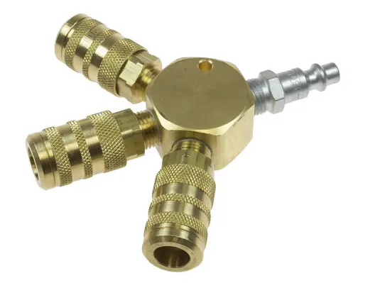3 Port Flat Hex Manifold, 1/4" 6 Ball Industrial Interchange