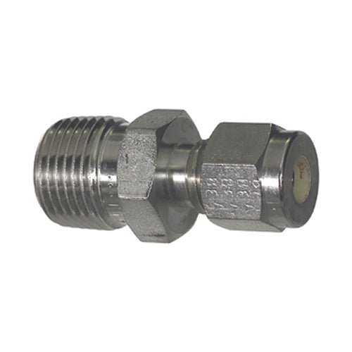 1/4 Inch X 3/8 Inch Compression Tube X Male National Pipe Thread (MNPT) T316 Stainless Steel Straight B-Lok Connector