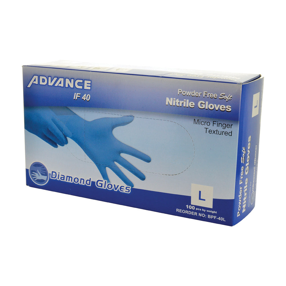 Diamond Gloves Exam Powder Free Blue Nitrile Glove Small
