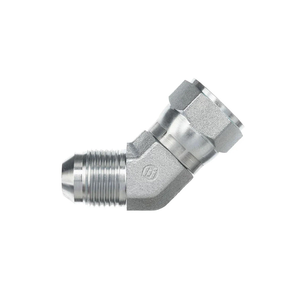 5/16 Inch 5000 Psi Zinc Plated Carbon Steel JIC 37 Degree Swivel Nut 45 Degree Elbow