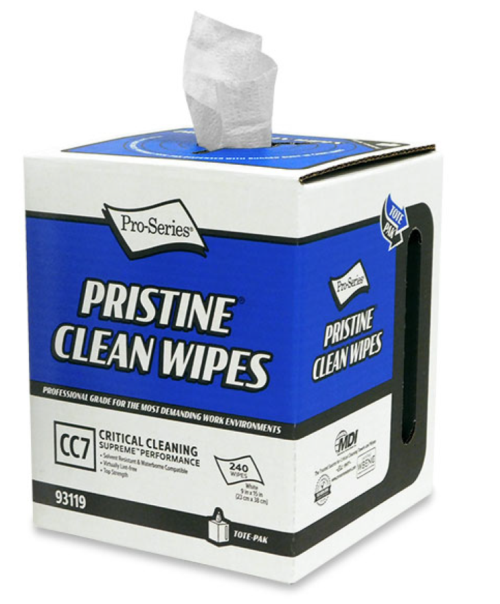Pro-Series Pristine Clean Wipes- 9"X15" White Sheets. 240 Sheets Tote Box